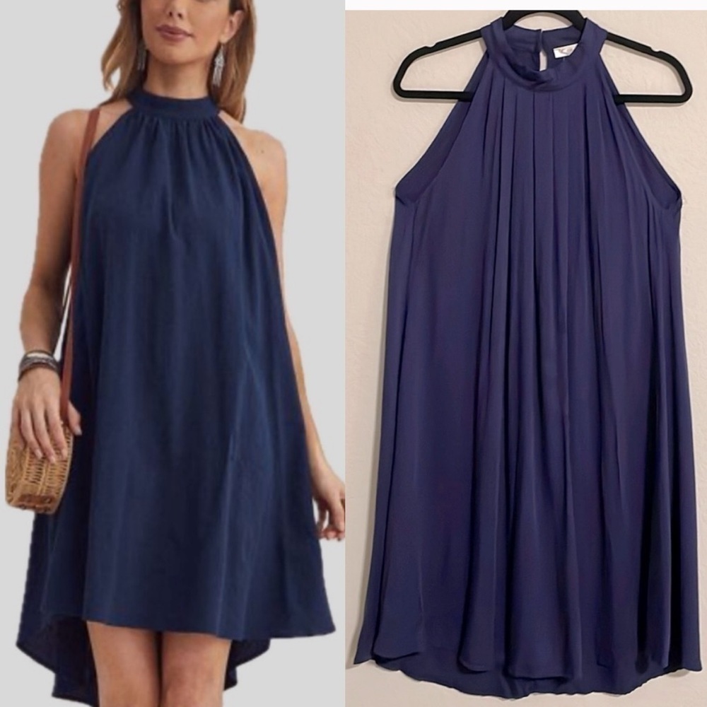 Kirundo Women’s Midi Dress Small Blue A Line Sleeveless Halter Contemporary